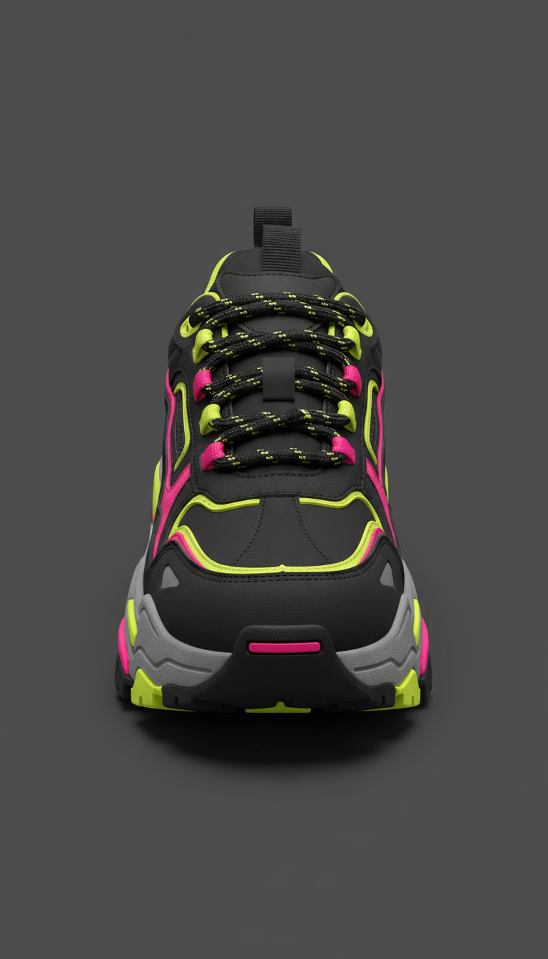 Chunky Neon-Edge Sneakers